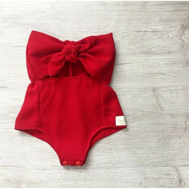 Red Bodysuit Bowknot - Little Love Baby Organics