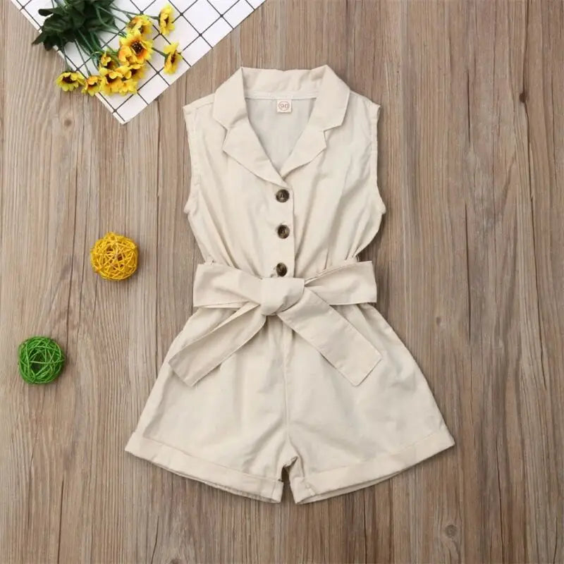 Sleeveless Bow-tie Waist Romper - Little Love Baby Organics