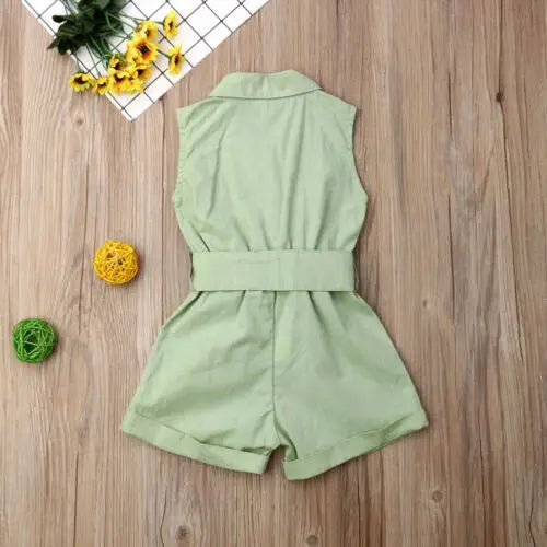 Sleeveless Bow-tie Waist Romper - Little Love Baby Organics