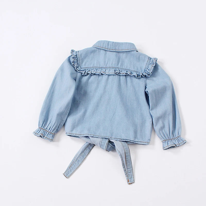 Denim Ruffle Blouse