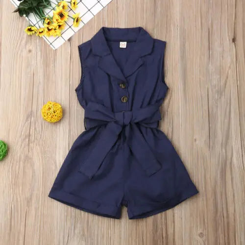 Sleeveless Bow-tie Waist Romper - Little Love Baby Organics