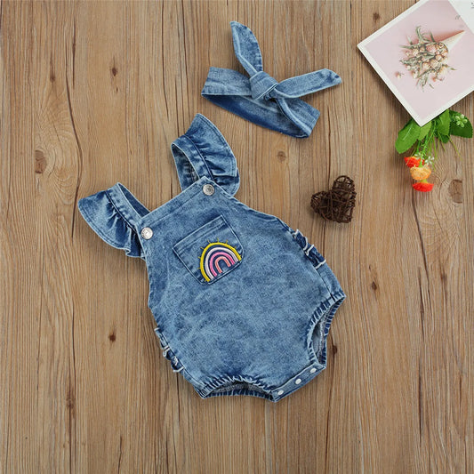 Rainbow Embroidery Romper