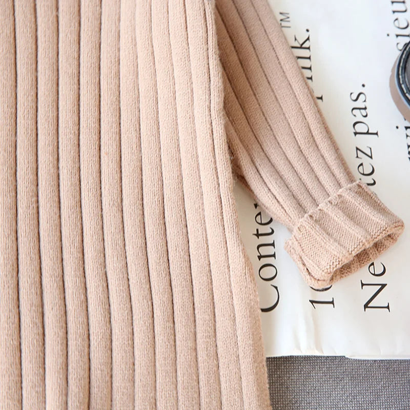 Ribbed Turtleneck Dress - Little Love Baby Organics