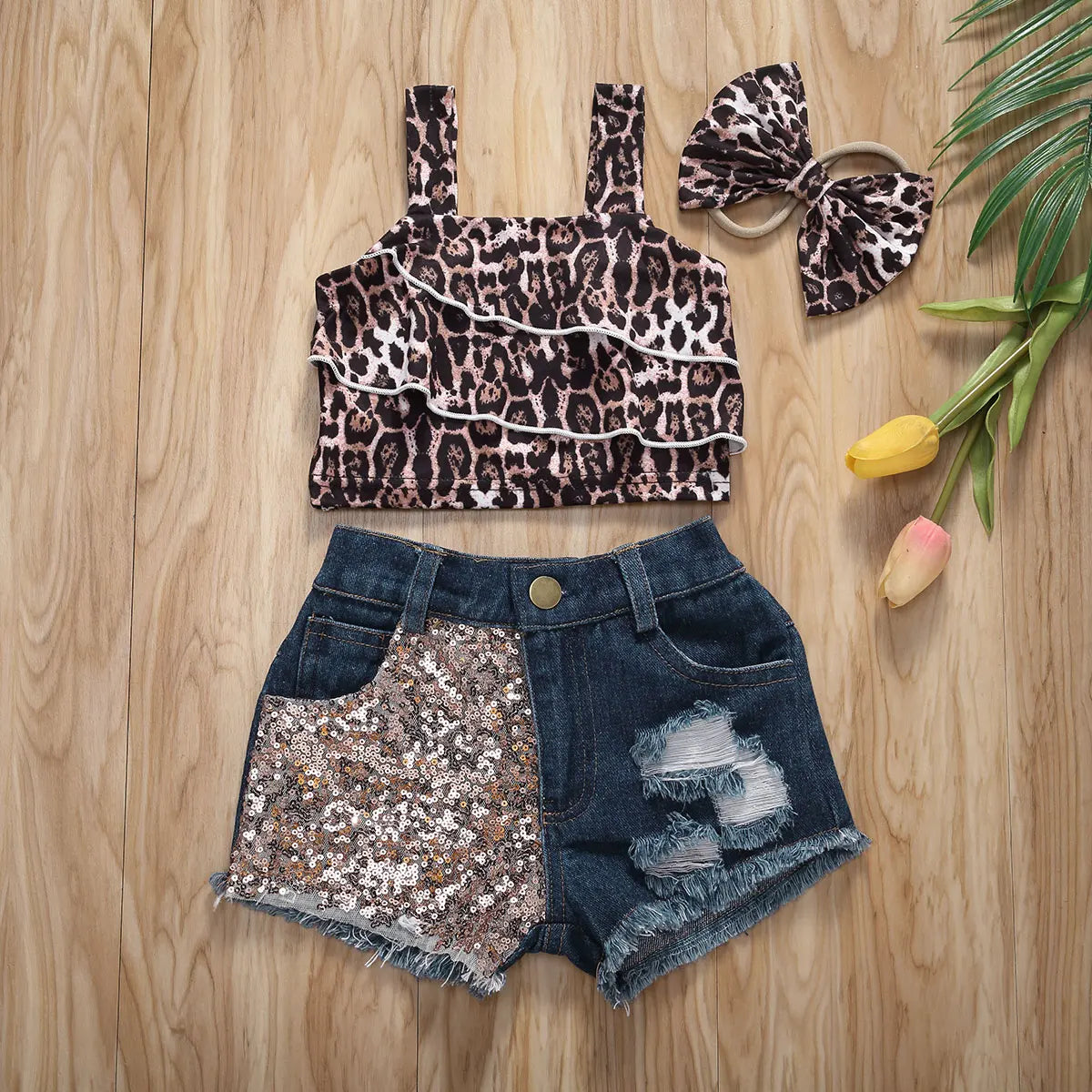 Cheetah Set+ Bow - Little Love Baby Organics