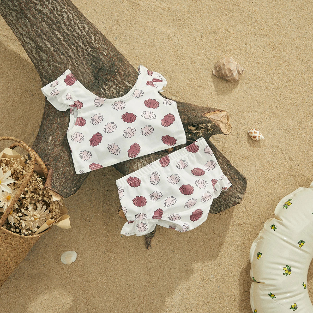 Floral Plaid/Shell Swim - Little Love Baby Organics