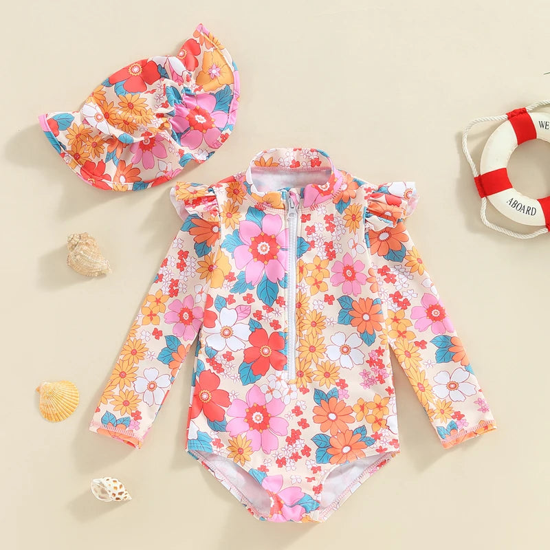 Floral Long Sleeve + Hat - Little Love Baby Organics