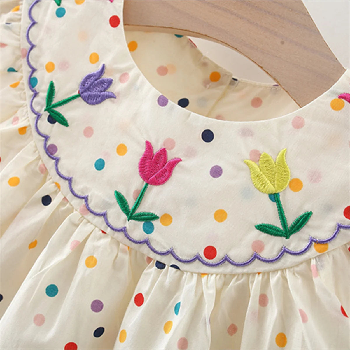 Dots Bubble Sleeve Dress - Little Love Baby Organics