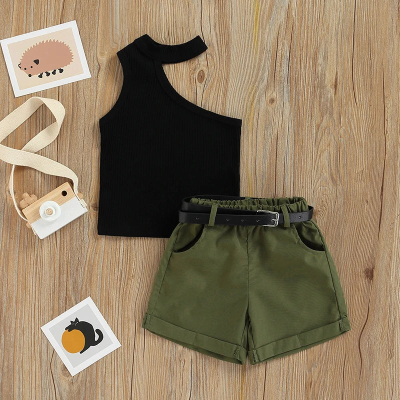 Black + Green Short Set