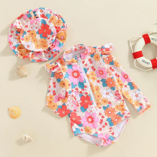 Floral Long Sleeve + Hat - Little Love Baby Organics