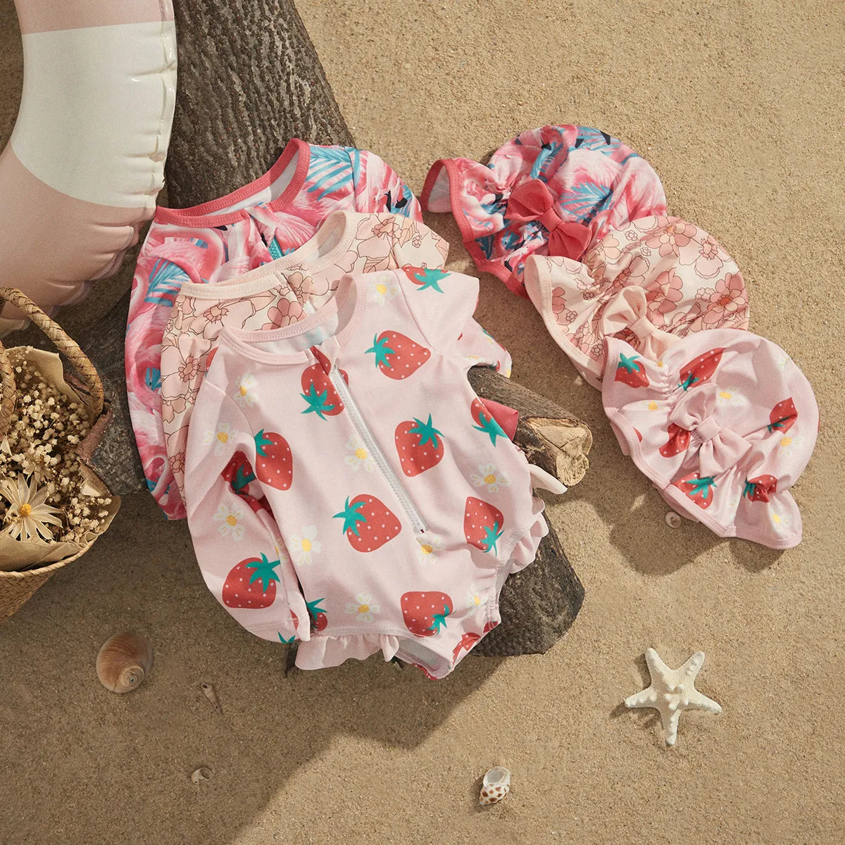 Ruffle Long Sleeve + Sun Hat - Little Love Baby Organics