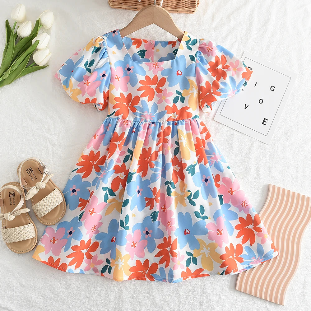 Floral Back Cut Out Swing Dress