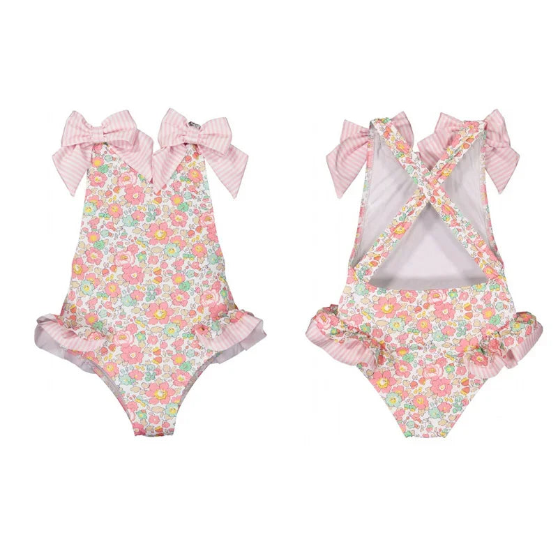 Floral Bow One Piece - Little Love Baby Organics