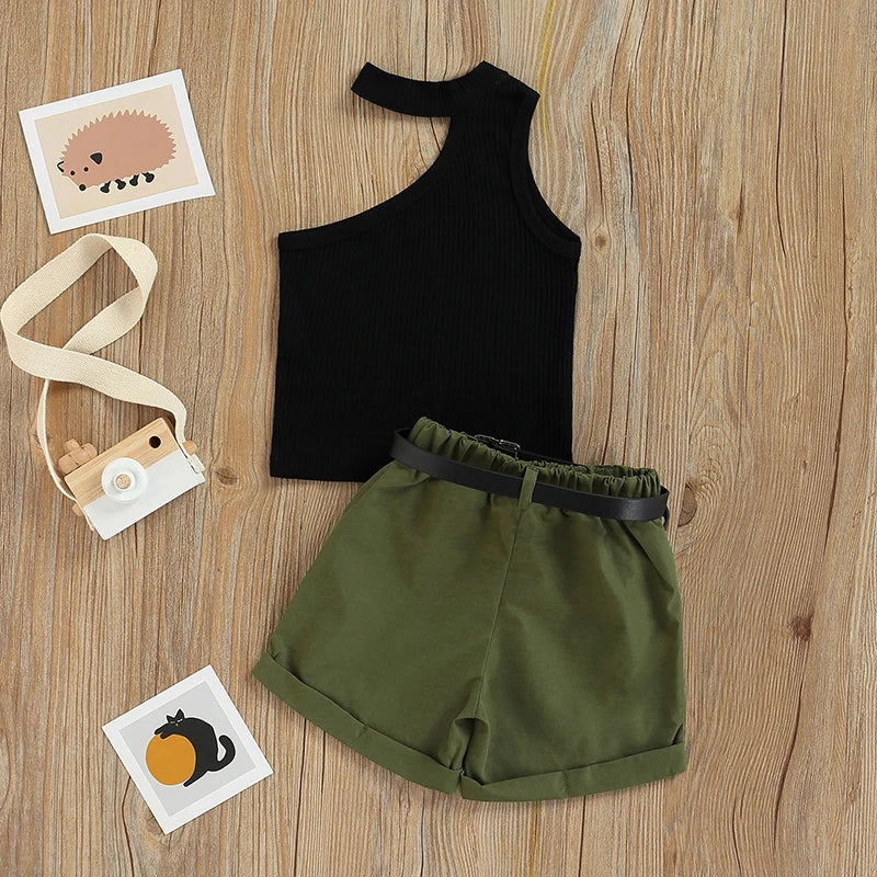 Black + Green Short Set