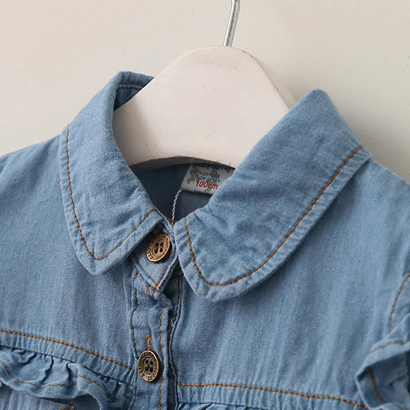 Denim Ruffle Blouse