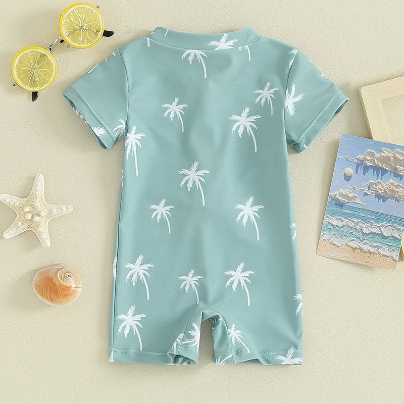 Dino/Palm Tree Zip Up Suit - Little Love Baby Organics