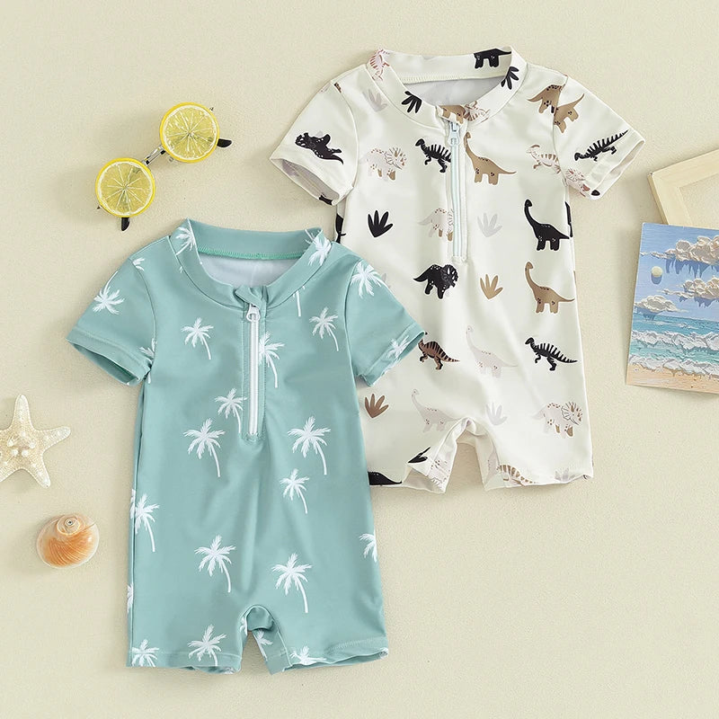 Dino/Palm Tree Zip Up Suit - Little Love Baby Organics