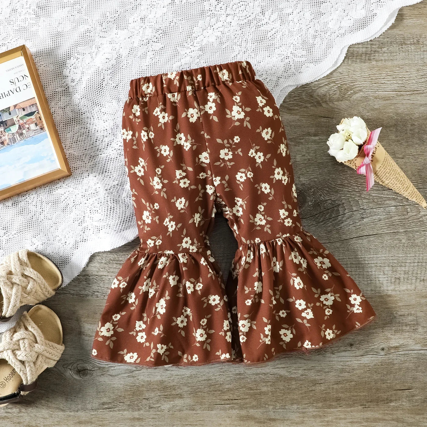 Floral Crop Top + Flared Pants Bow Set - Little Love Baby Organics