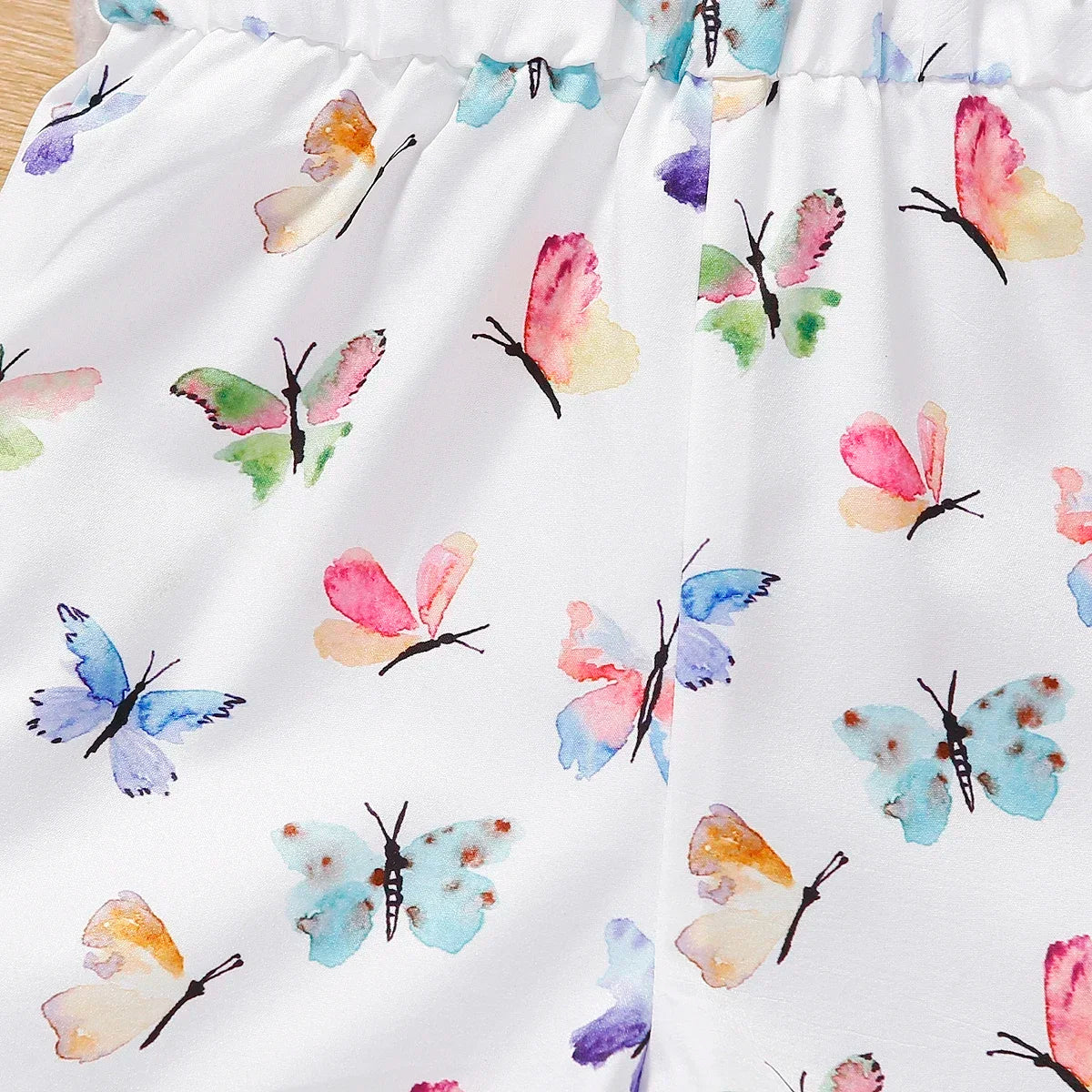 Butterfly Print One-Shoulder Romper