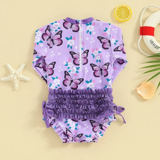 Butterfly Print Bow Swim - Little Love Baby Organics