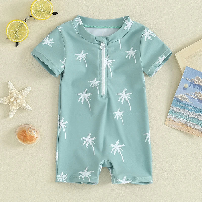 Dino/Palm Tree Zip Up Suit - Little Love Baby Organics