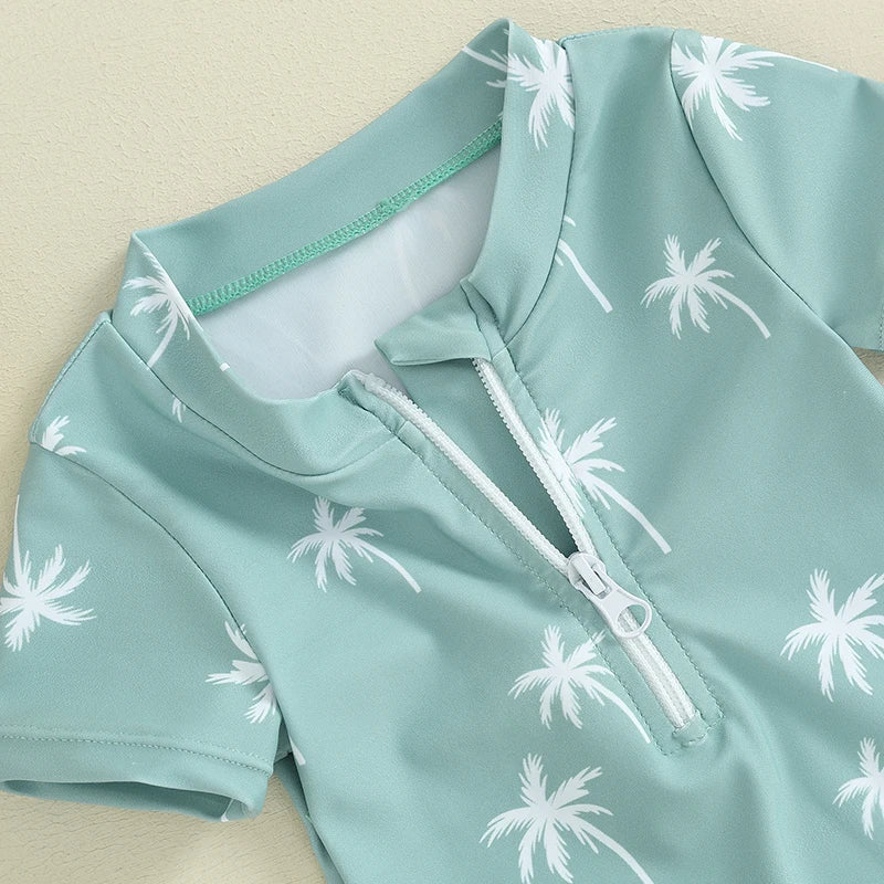 Dino/Palm Tree Zip Up Suit - Little Love Baby Organics