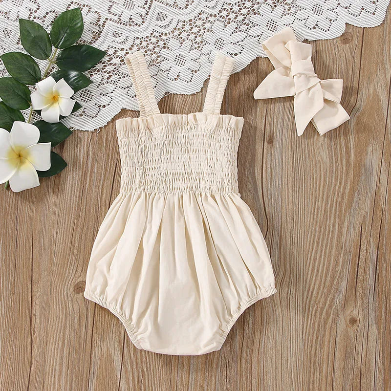 Ruched Romper Set + Bow - Little Love Baby Organics