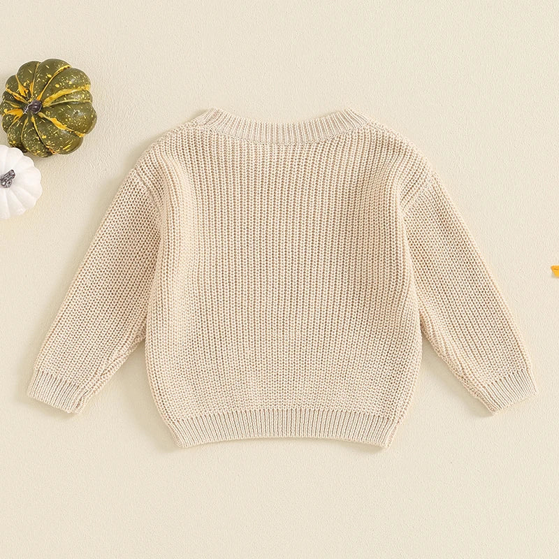 Pumpkin Embroidery Knit Sweater