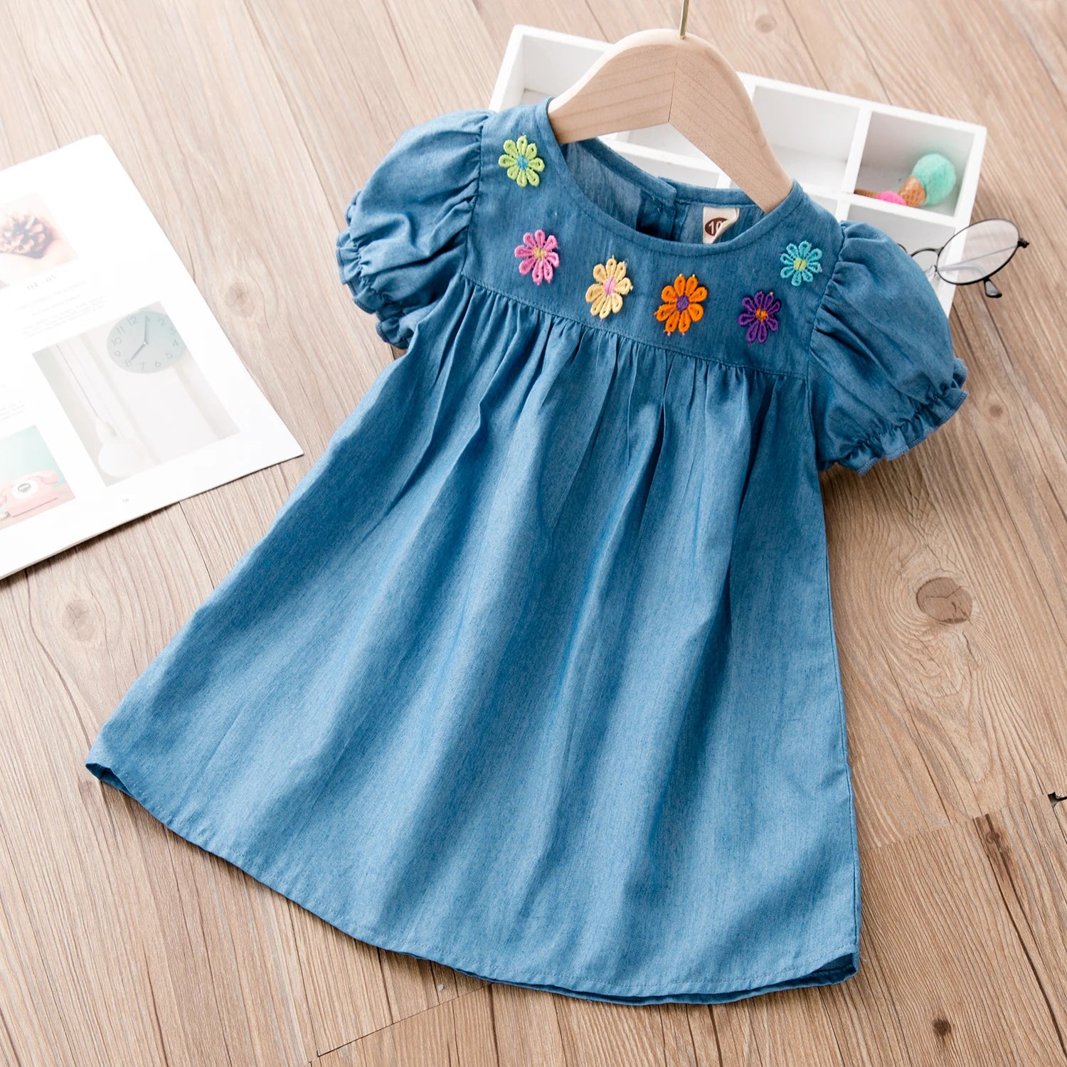 Rainbow Embroidered Floral Dress - Little Love Baby Organics