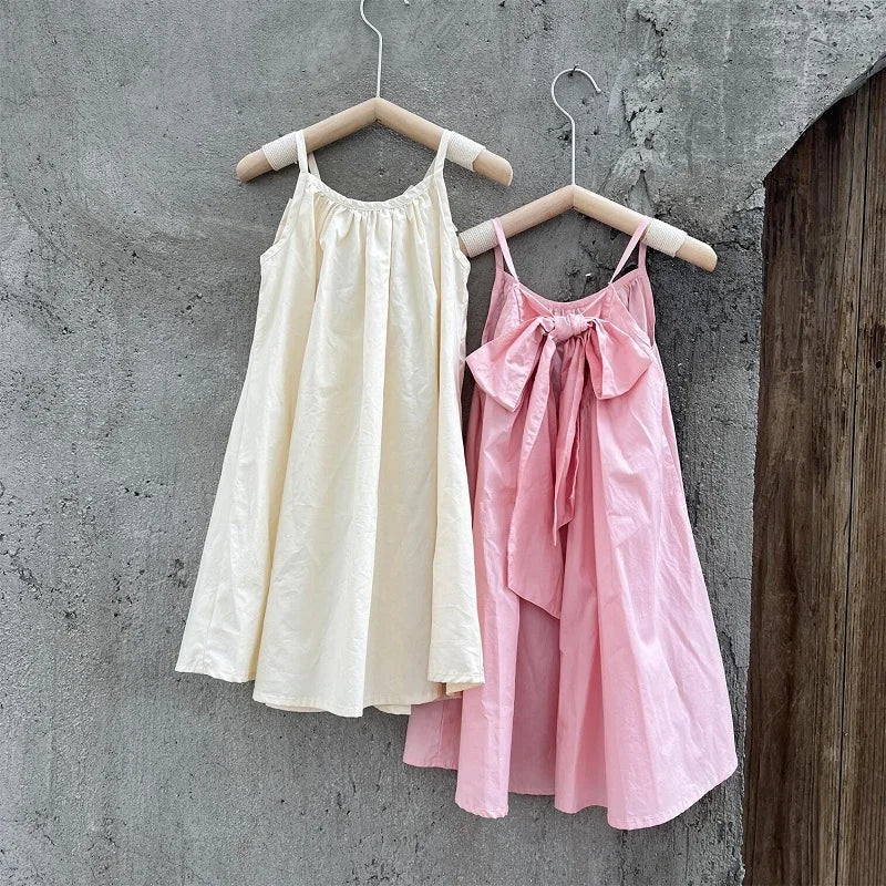 Princess Bow Cotton Strap Dress - Little Love Baby Organics