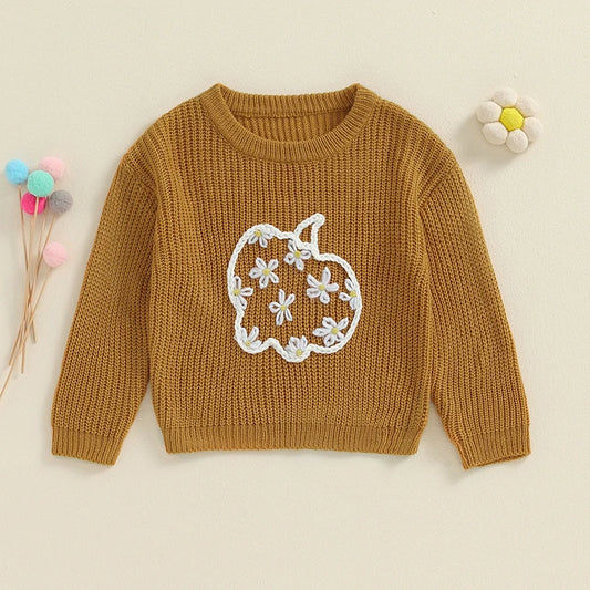 Embroidery Floral Pumpkin Crew