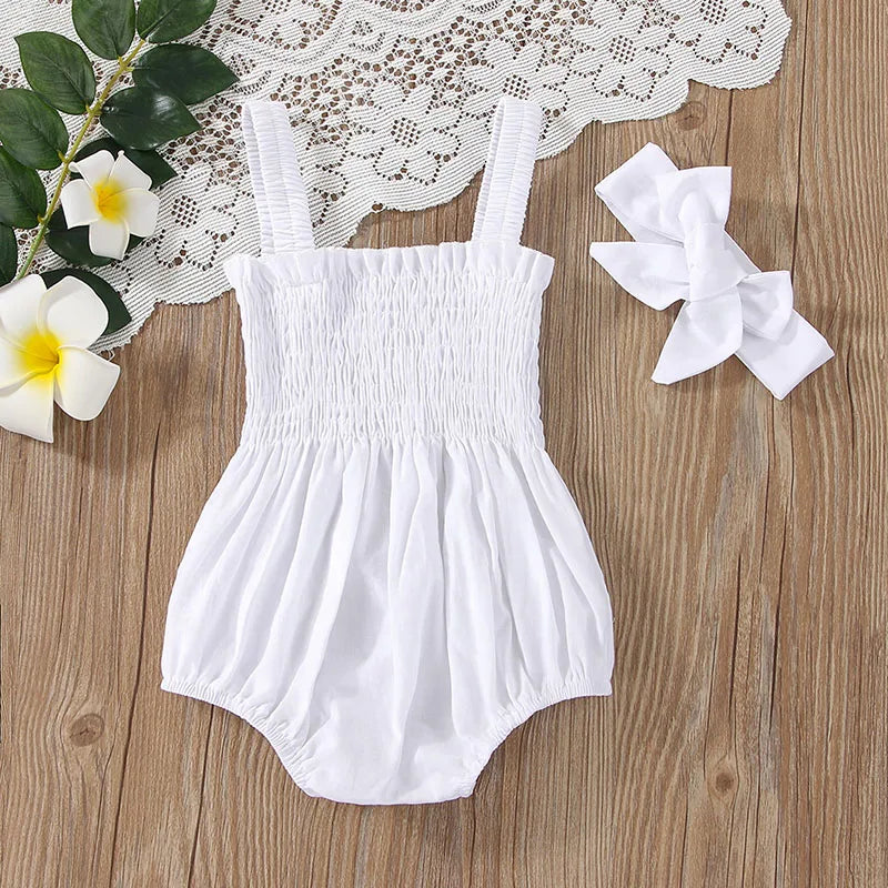 Ruched Romper Set + Bow - Little Love Baby Organics