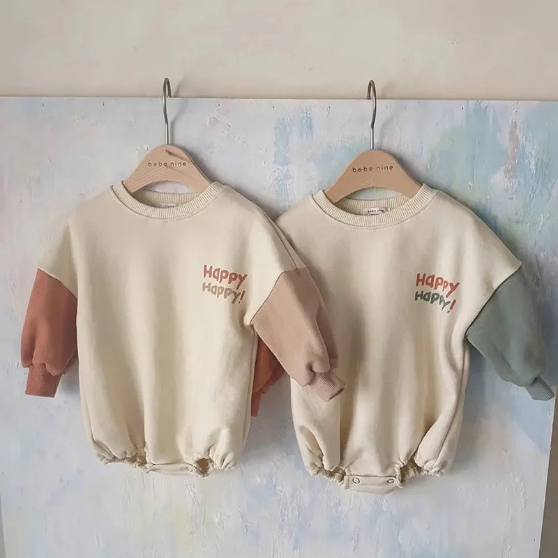 Autumn Baby Bodysuits Letter Print Boys Hoodie One Piece Infant Girls Clothes - Little Love Baby Organics