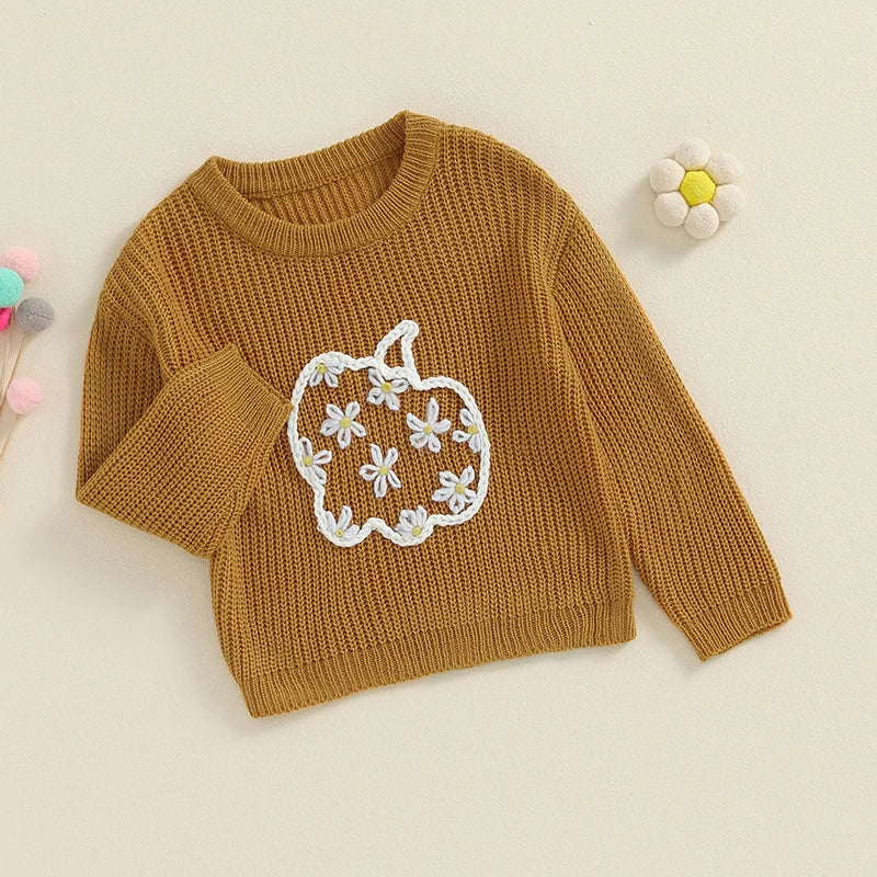 Embroidery Floral Pumpkin Crew